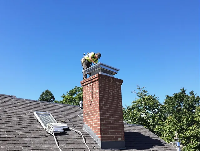 Glendale Chimney Sweep technician measuring a chimney cap in Glendale, CA