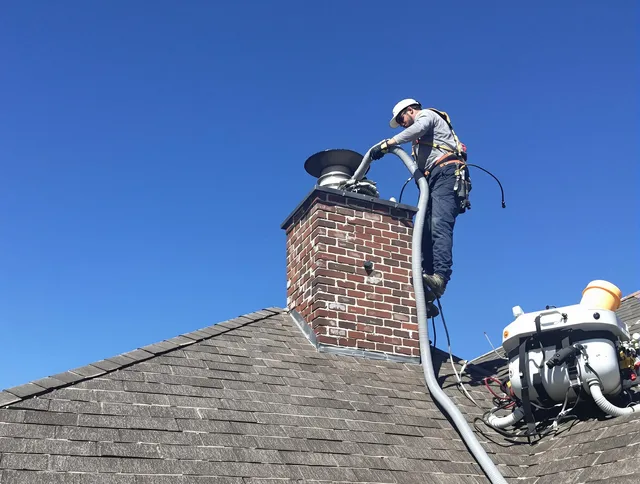 Dedicated Glendale Chimney Sweep team member cleaning a chimney in Glendale, CA