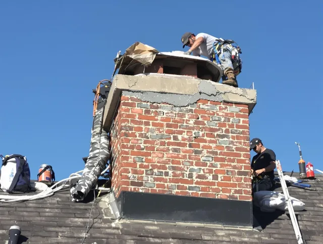 Glendale Chimney Sweep installing a custom chimney crown in Glendale, CA