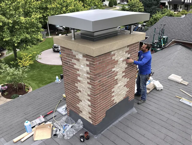 Glendale Chimney Sweep team working on a custom chimney remodel in Glendale, CA